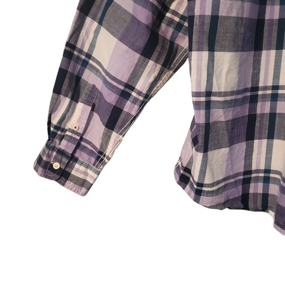 Wrangler Flex For Comfort Shirt Mens 2XL Button Down Cotton Blend Purple Plaid - Picture 4 of 6